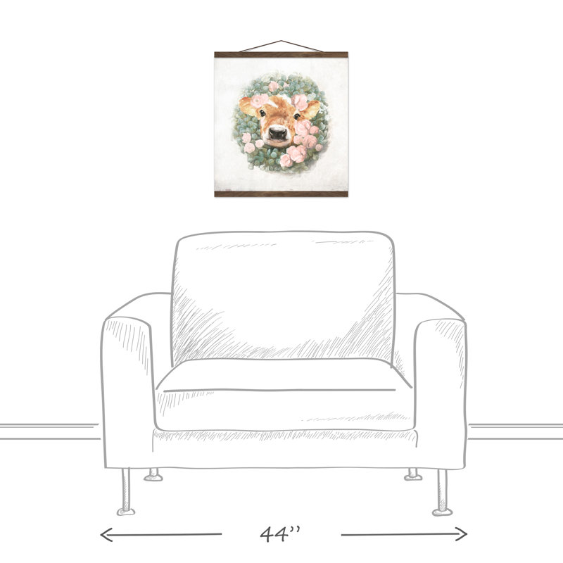 «Baby Cow in Wreath», art sur toile