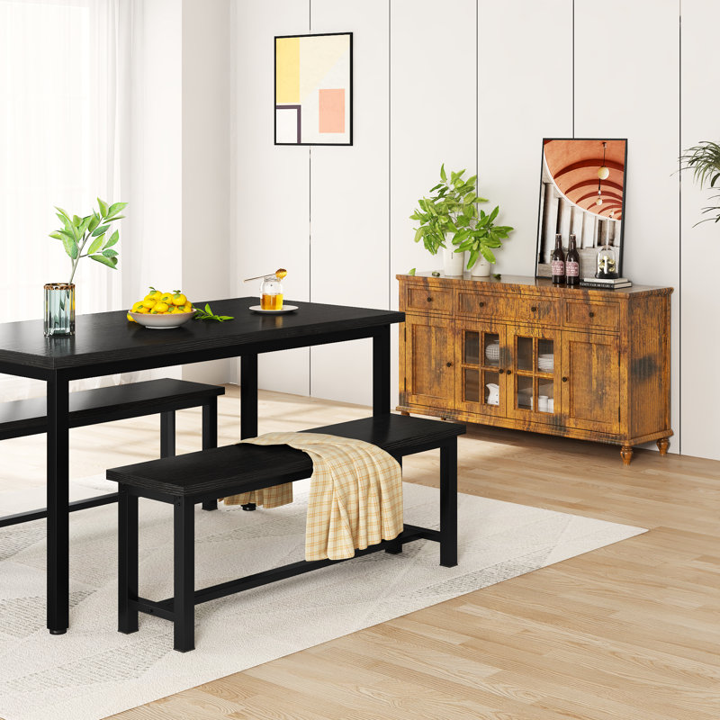 Rotary Dining Bench, Black