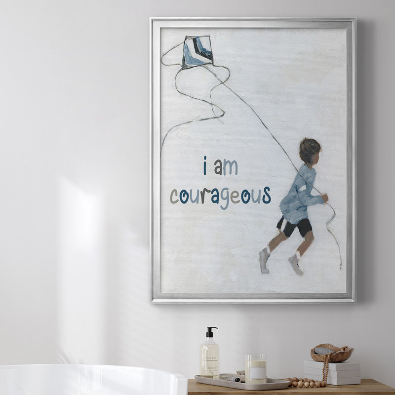 " Boy Flying Kite " Painting Print, Silver, 24.5" H x 18.5" W x 1" D