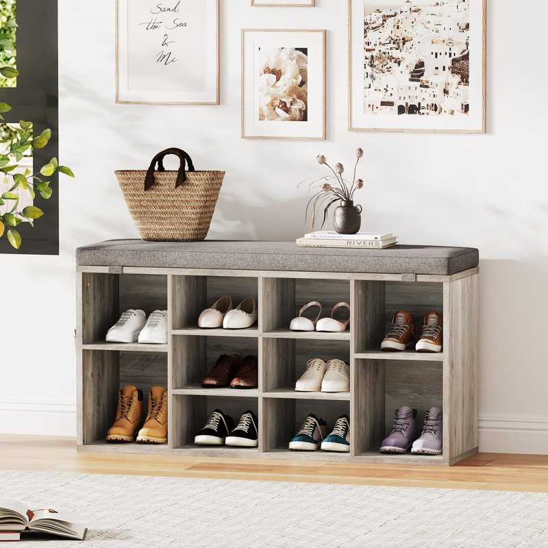 Shoe Storage Bench, Gray