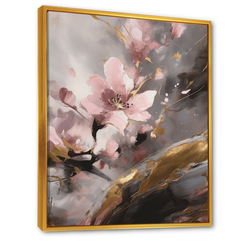Pnk Blushng Cherry Blossom - impression, H 32 po x l 16 po x P 1 po, Cadre flottant doré