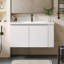  36” Modern Wall-Mounted Bathroom Vanity with Ceramic Sink, Floating Cabinet with Soft-Closing Doors and Side Shelves, White