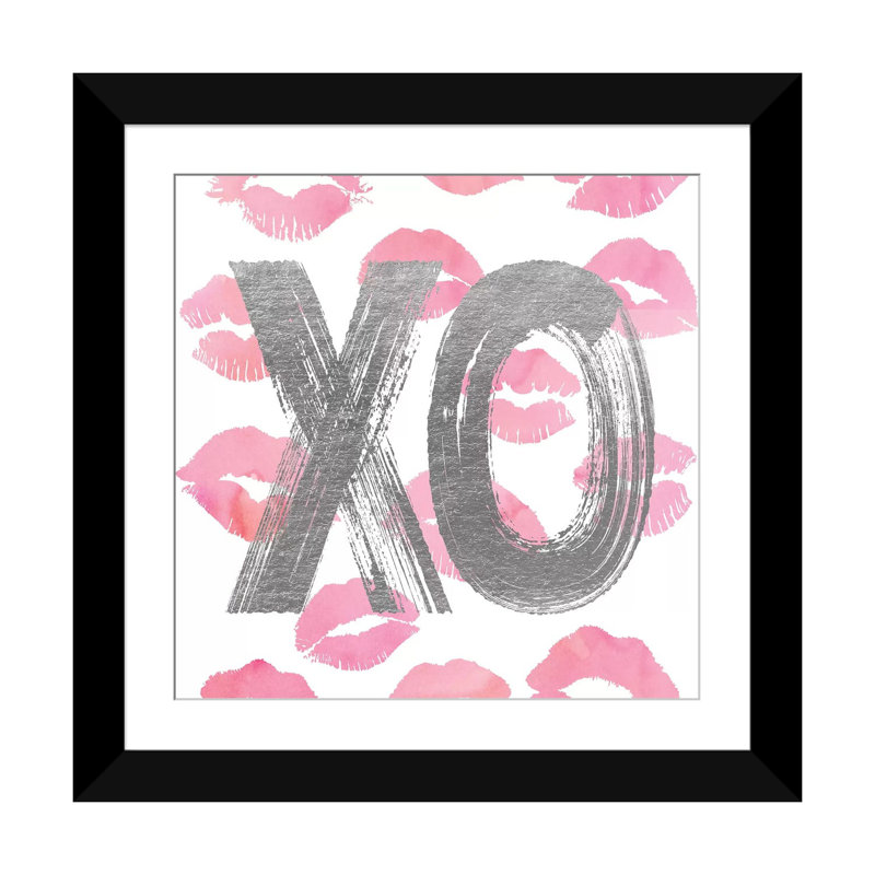 « love ox rose, square », impression sur toile tendue, H 24 po x l 24 po x P 1 po, Papier d'art encadré noir, Blanc