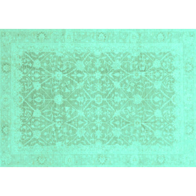Tapis oriental oriental tissé à la machine en turquoise