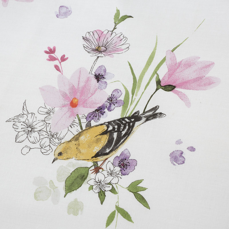 Songbird Floral Reversible Duvet Cover Set with Pillowcases, Pink, Double Duvet Cover + 2 Standard Pillowcases