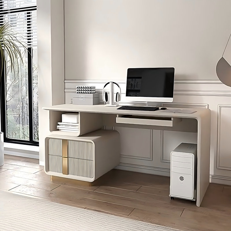 Bureau rectangulaire moderne de style crème minimaliste, H 29,53 po x l 39,37 po x P 23,62 po