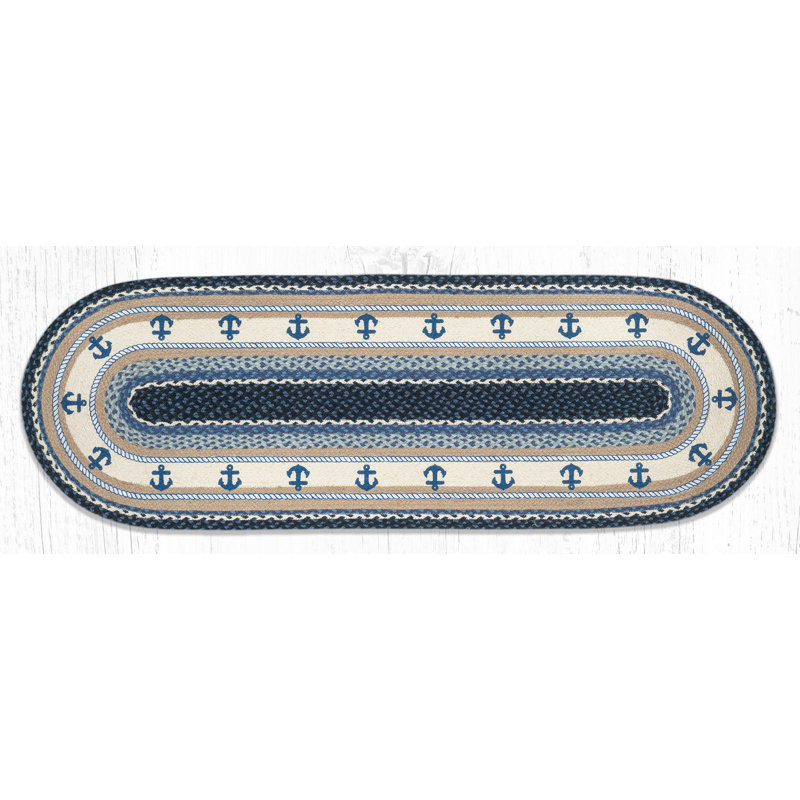  Tapis d'escalier ovale en jute, 2 pi x 6 pi