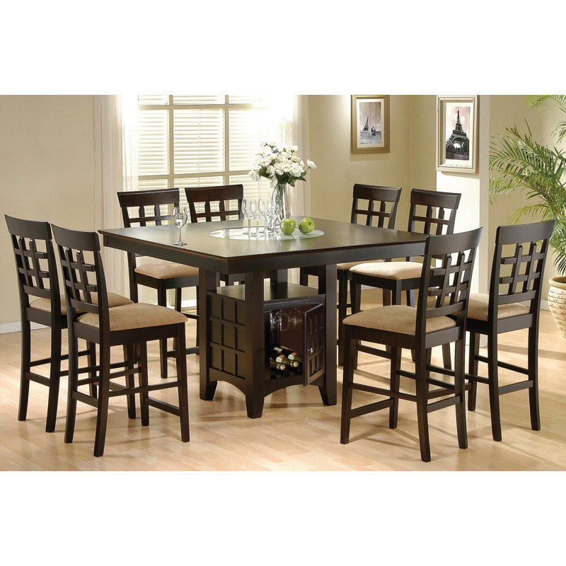Sarok Dining Set in Brown and Tan, 9