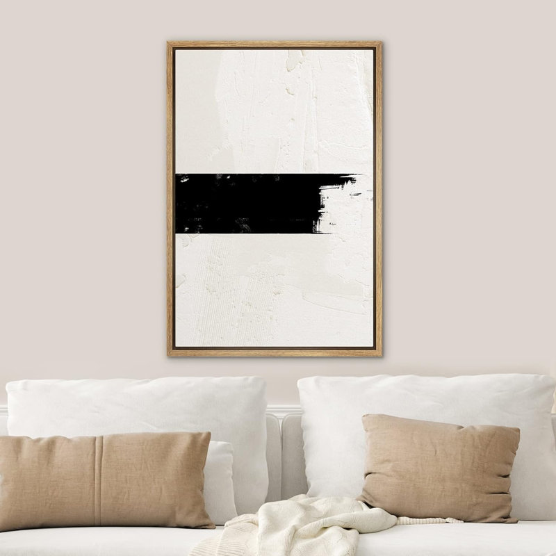 Décoration murale nordique contemporaine géométrique à rayures géométriques noires et brun clair, Cadre flottant naturel