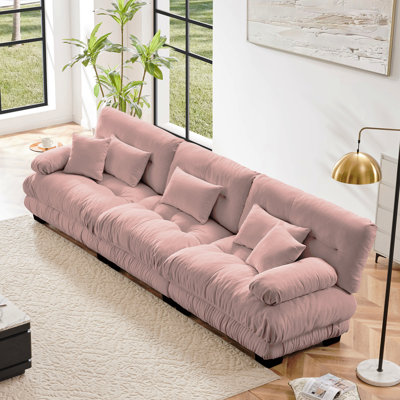Canapé modulaire 3 places à assise profonde et canapé modulaire, canapé en chenille, meubles rembourrés doux et confortables pour salon, appartement, studio, bureau, chenille