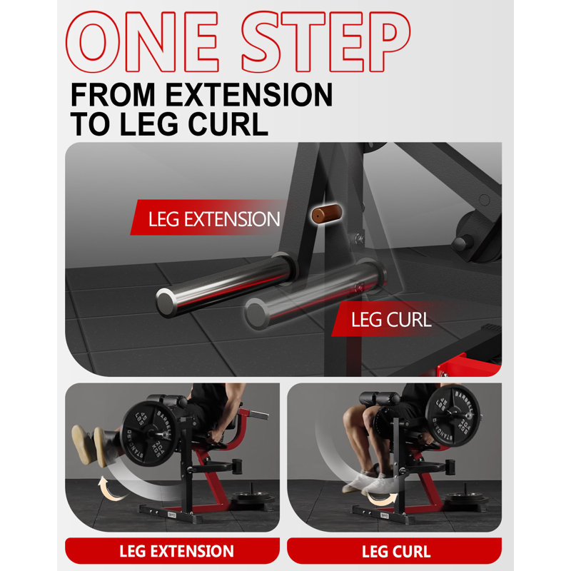 Plate-Loaded Leg Extension & Curl Machine – Fully Adjustable Lower Body Trainer For Home Gym, Black