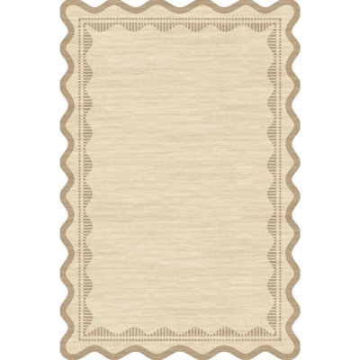 Tapis festonné lavable moderne à poils courts, antidérapant, antidérapant et résistant aux marques pour le salon / la chambre à coucher / la salle à manger