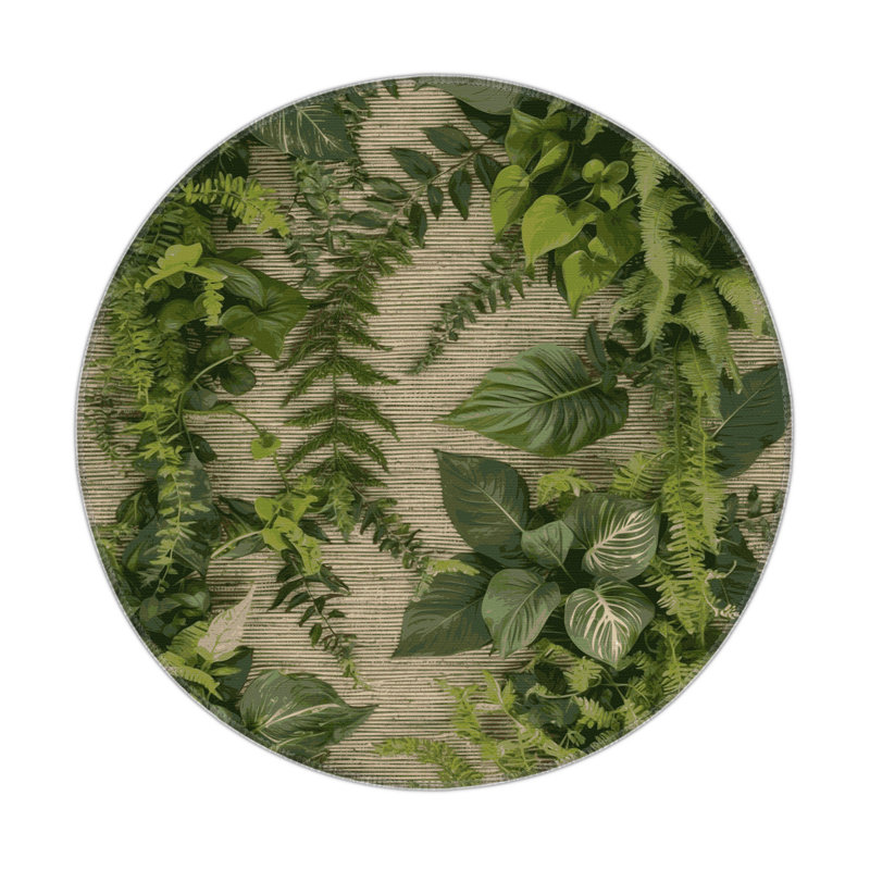 Tapis d'intérieur et d'extérieur vert Nature, Rond 5 pi