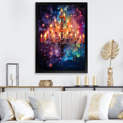 Larcenia Chandelier Vibrant Reflections Pointillism, reproduction d'art sur toile