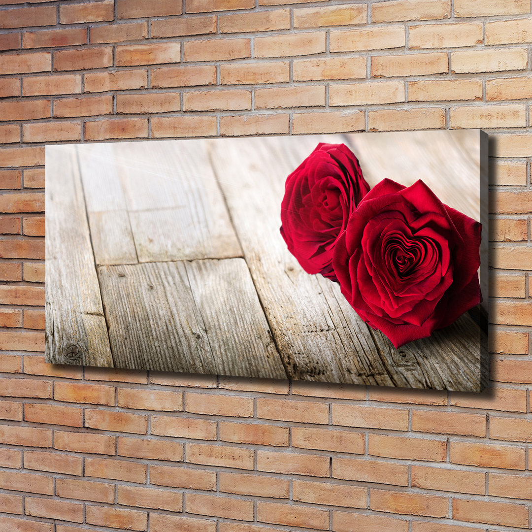 Rosen auf Holz - Kunstdrucke auf Leinwand - Wrapped Canvas