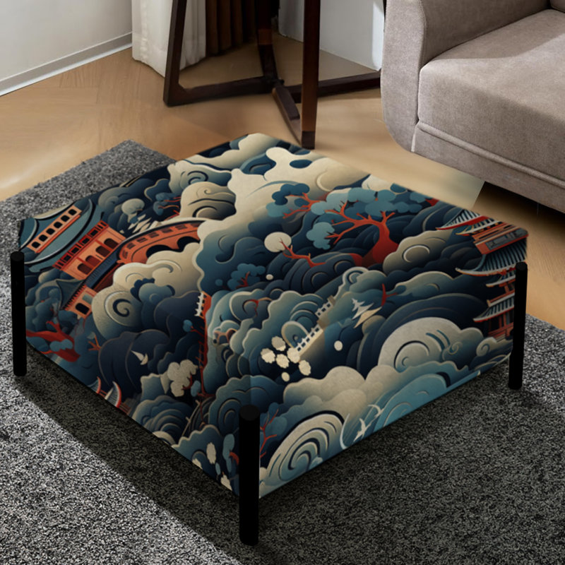 Symbole symbolique de la culture japonaise - Grand repose-pieds carré japonais