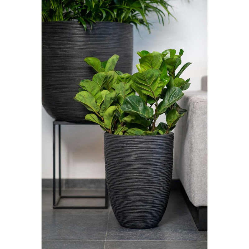 Capi Egg Planter Nature Rib, Grey, 52 cm H x 54 cm W x 54 cm D