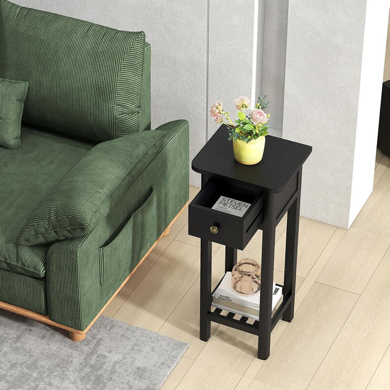 Table de bout en bois, table de chevet en bois d'acacia avec ...