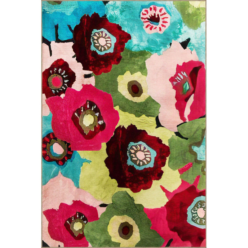 Tapis tissé lavable à motifs colorés multicolores, Tapis de couloir 3 pi 3 po x 9 pi 10 po