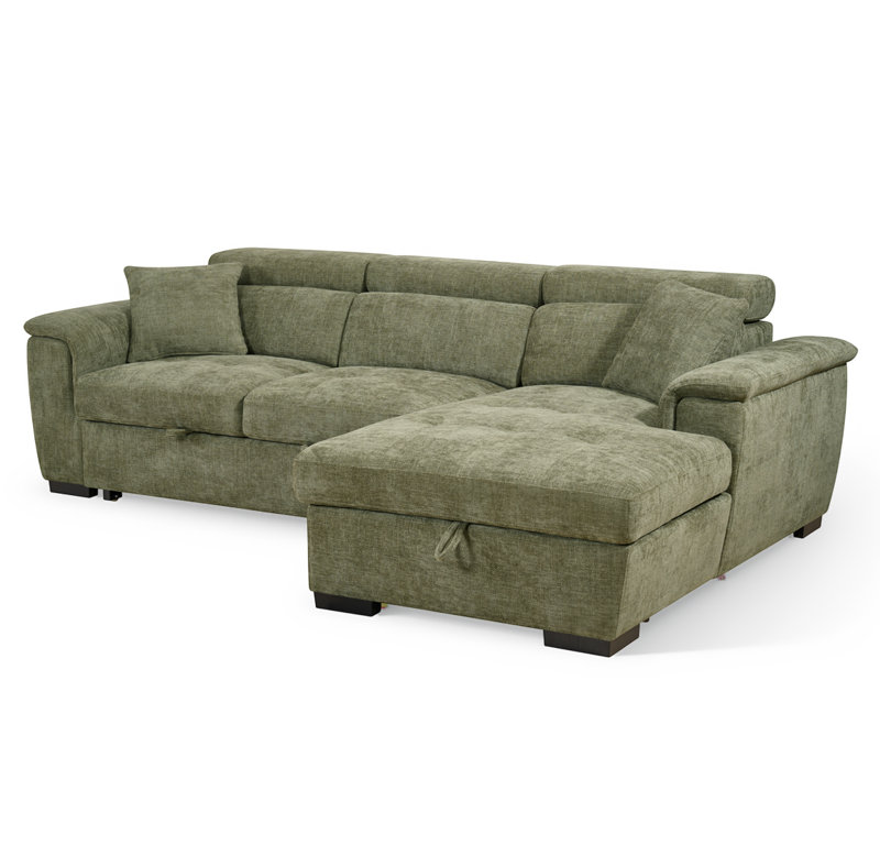 Howerton 4 Seater Chenille Sofa Bed, Green