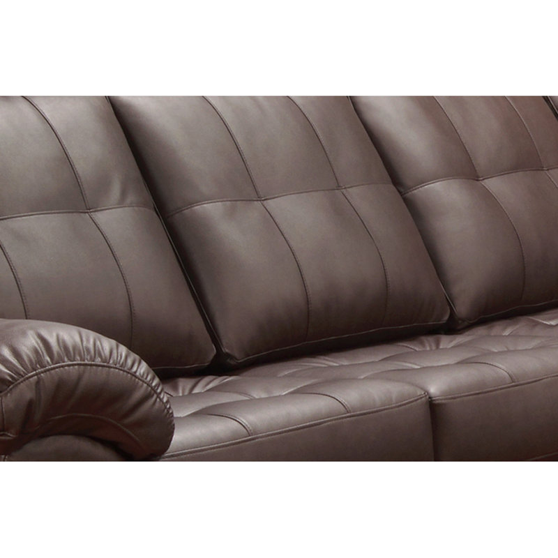 Yarber Upholstered L-Shaped Sectional Right Hand Facing, Chestnut Brown Genuine Leather
