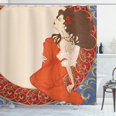 Art Nouveau Shower Curtain Set + Hooks -  Ambesonne, sc_59700