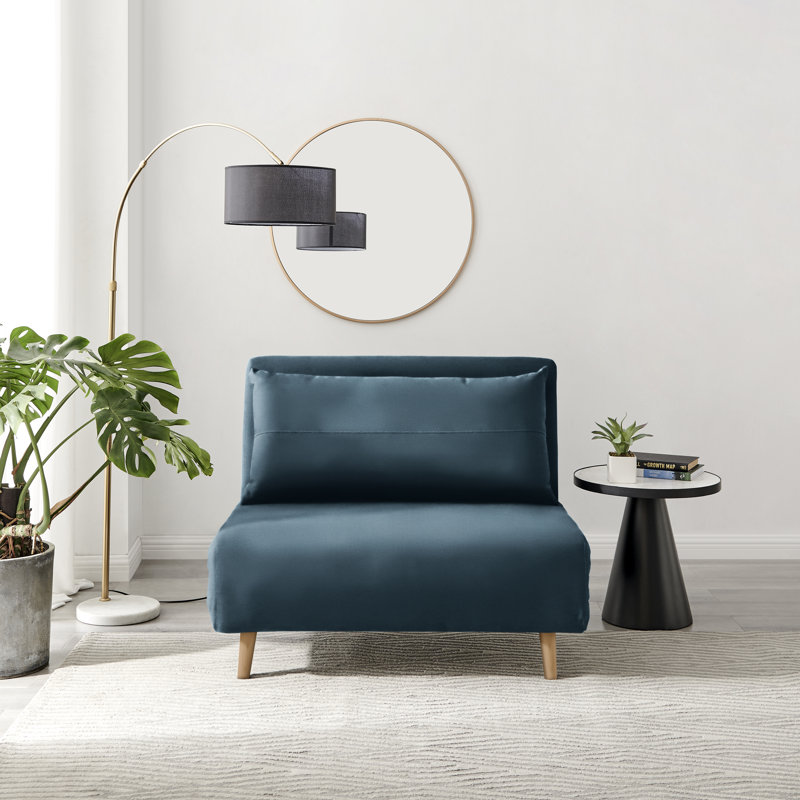 Brody Futon Sofa Bed - Luxury Simple Modern Folding Design, Blue Velvet