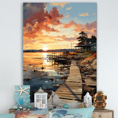 Alvordton Pier and Dock Weathered, reproduction d'art sur toile