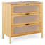 Commode 3 tiroirs Mid-Century moderne avec façade en verre trempé Reeded