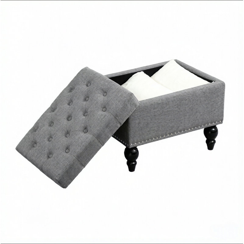 Élégant tabouret avec repose-pieds, repose-pieds capitonné avec rangement classique, tabouret avec repose-pieds dans le salon et banc à chaussures