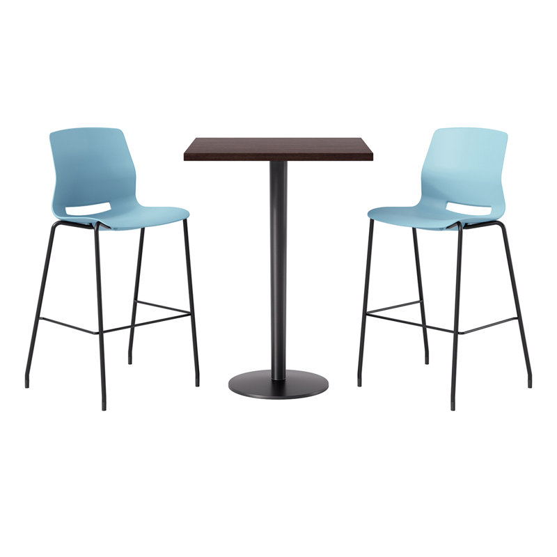 2 - Person Bar Height Dining Set, Blue/Black, Espresso