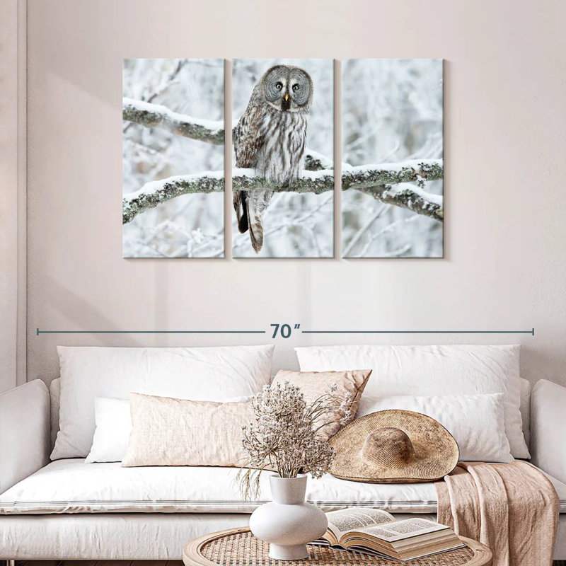 Great Grey Winter Owl, 28" H x 45" W