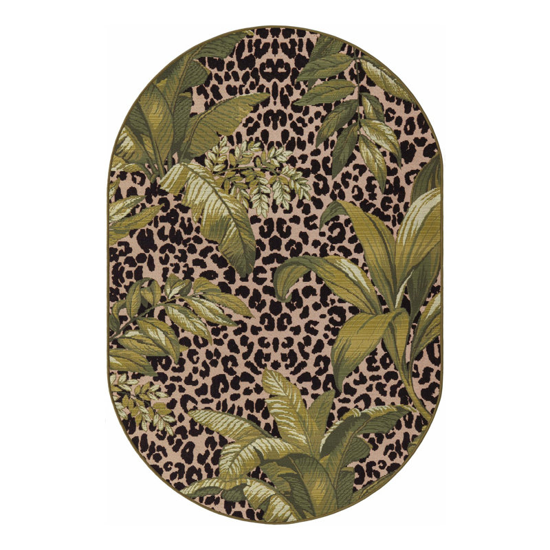 Asuna Green_Unique Loom Andromeda Outdoor Modern Rug, Oval 5'3" x 8'