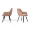 Chaise d'appoint rembourrée brune Mid-Century avec dossier capitonné, ensemble de 2