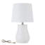 Lampe de table 19,25 po contemporaine en céramique blanche avec base texturée et abat-jour en lin-1831798630