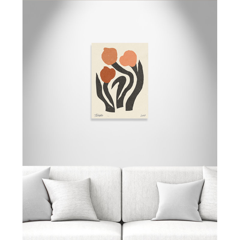 Imprimé de fleurs modernes par NKTN, Sans cadre, L 18 po x H 24 po, Toile tendue