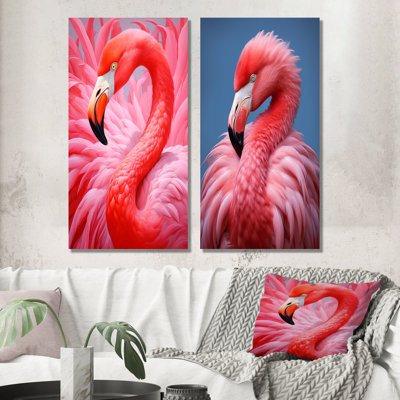 Pink Flamingo Haven - Flamingo Canvas Wall Art Set Of 2