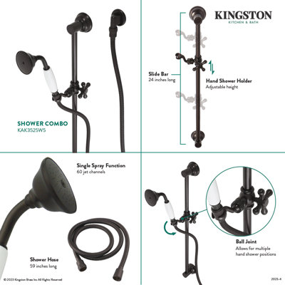 Kingston Brass Made to Match Shower System with Slide/Grab Bar and Hand Shower