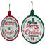 Merry And Bright Ornament Style Metal Christmas Wall Signs - 14" - Red And Green - Set Of 2