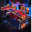 L-shaped Computer Desk with Power Outlet, Gaming Desk with Monitor Stand and Shelves-256113284-209490752