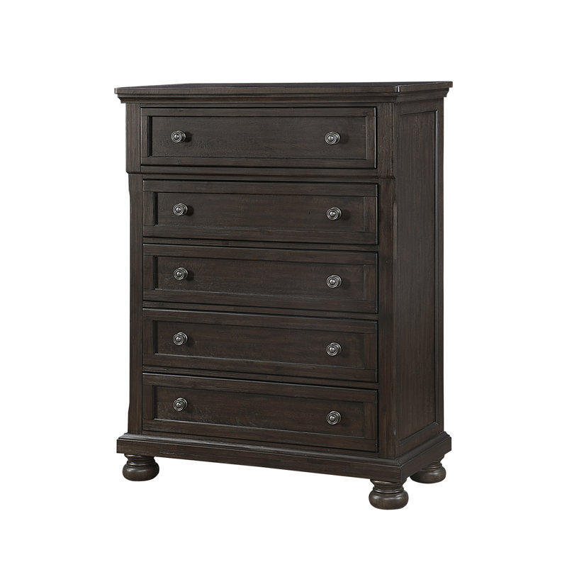Kynsleigh 40'' W 5 - Drawer Dresser, Brushed Brown Acacia