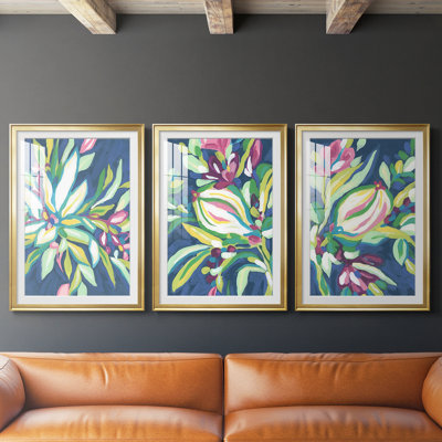 Blue Tropics I - reproduction sur mesure encadrée de qualité supérieure mate - 3 pièces