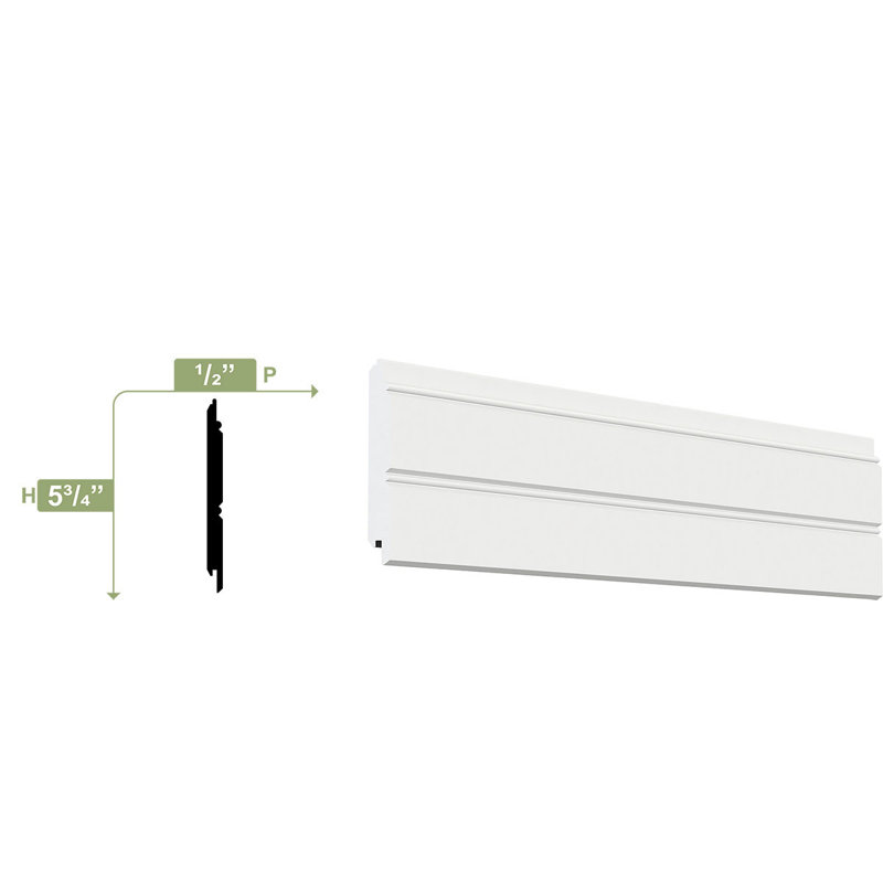 Moulure de planche réversible en PVC H 5 3/4 po x P 1/2 po x L 96 po