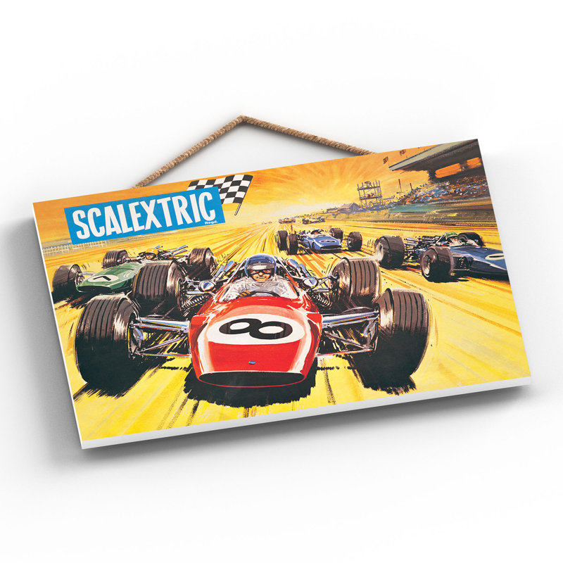 Scalextric Vintage Retro Poster Design On Wooden Plaque