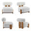 Méridienne Modern Boucle avec structure en bois massif et dossier roulé, fauteuil confortable pour le salon, la chambre à coucher ou le bureau-356342604