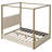 Queen Size Upholstery Canopy Platform Bed With Headboard And Metal Frame