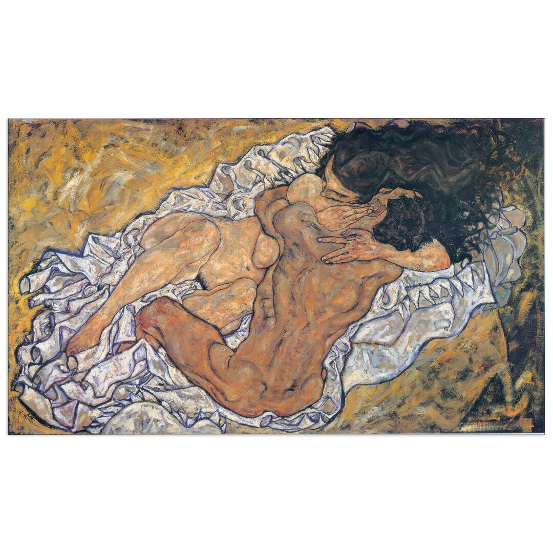 Paneel Umarmung von Schiele, Kunstdruck