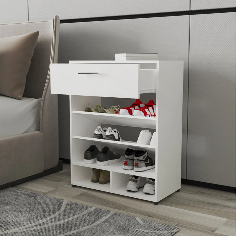 White Shoe Rack With 1-Drawer