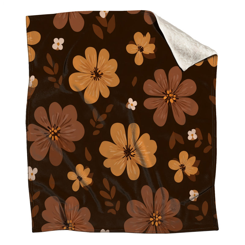 Jeté Floral, L 60 po x l 50 po, Floral brun