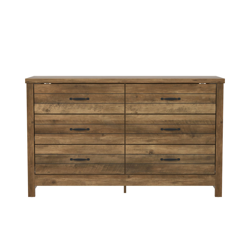 Salton Wood 6 Drawer Dresser, Knotty Oak